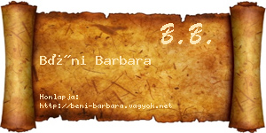 Béni Barbara névjegykártya
