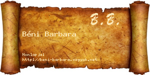 Béni Barbara névjegykártya